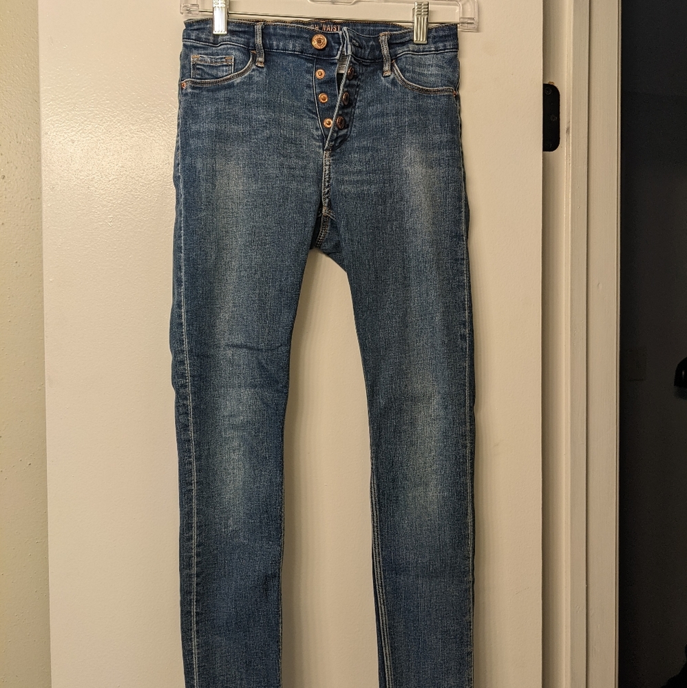 H&M kids size 11/12 straight cut ankle length frayed hem jeans 23P